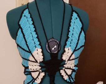 Blue Butterfly Crochet Bikini Top