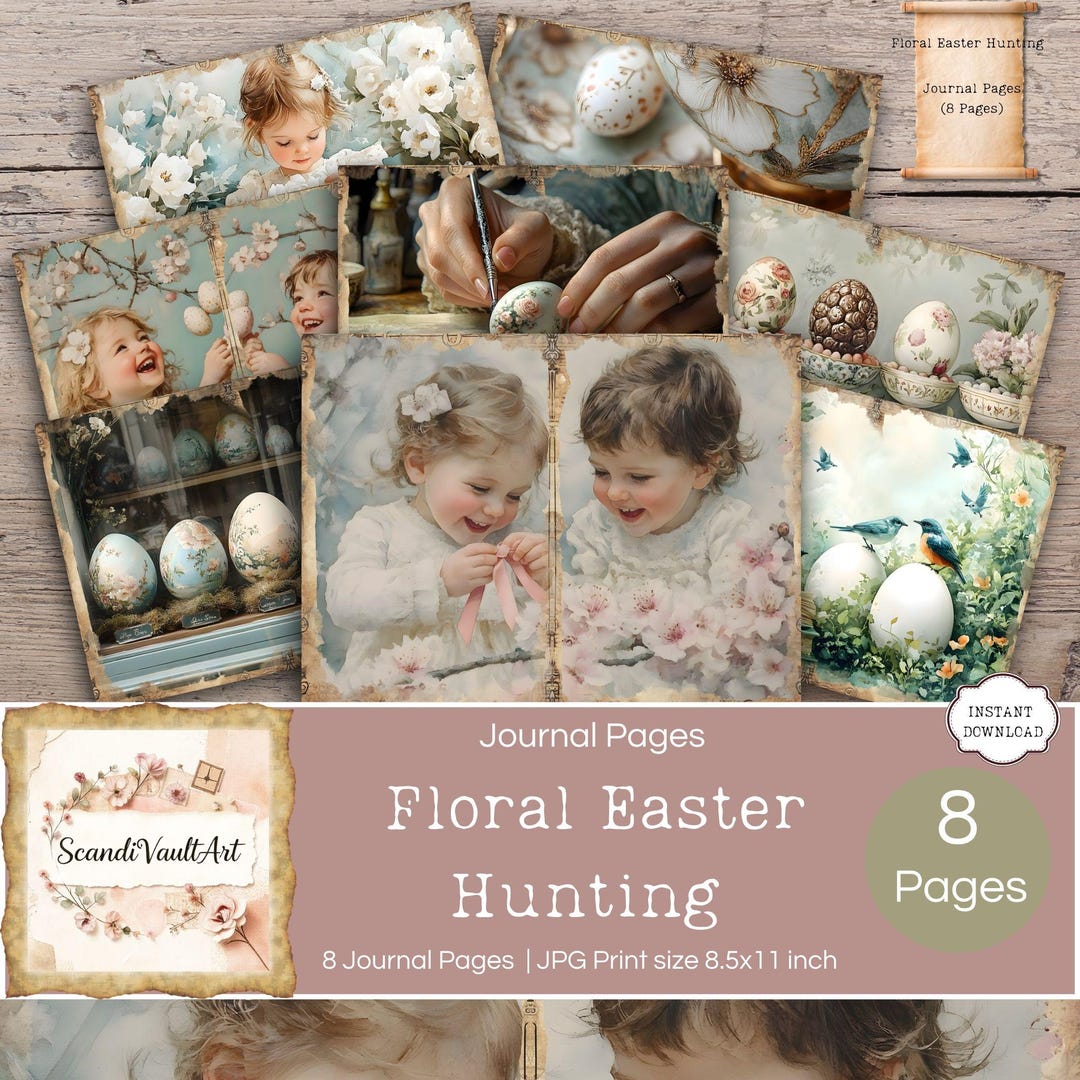 Easter Junk Journal Printables for Spring Scrapbooking Pages, Vintage ...