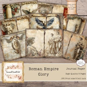Digital Journals and Notebooks Junk Journal, Ancient Rome Empire Theme, Printable, History Scrapbook, DIY Crafting, Digital Download Pages
