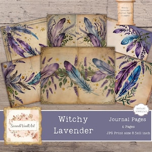 Celestial Junk Journal Digitale Downloads Sun - Lavendel Sternen Scrapbook Seiten, Boho Ephemera für Astrologie, Tarot & Witchy Crafts