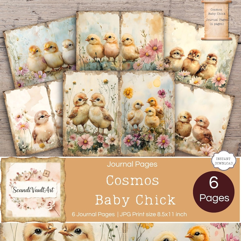 Cute Baby Chicken Journal, Pastel Floral Notebook for Kids, Springtime ...