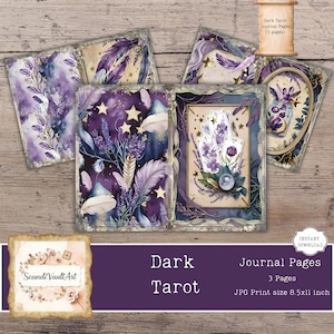 Junk Journal Digitales Produkt: Stimmungsvolle Tarotkarten, Mondschein, himmlische Vintage Gartenarbeit Ephemera, Wildblumen Printables, Cottagecore Sammelalbum