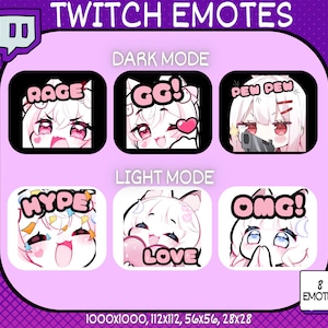 8 x Anime Twitch Emotes, Chibi Twitch Emotes, Cute Twitch Emotes, Funny Twitch Emotes, Twitch Emote Pack, Twitch Anime Emote Pack