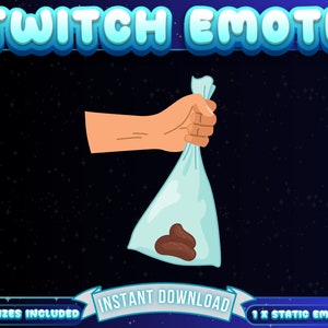 1 x うんち袋の Twitch エモート、面白いエモート、Discord エモート、面白い Twitch エモート、かわいいエモート、ストリーマー エモート、アフィリエイト エモート、フォロワー エモート