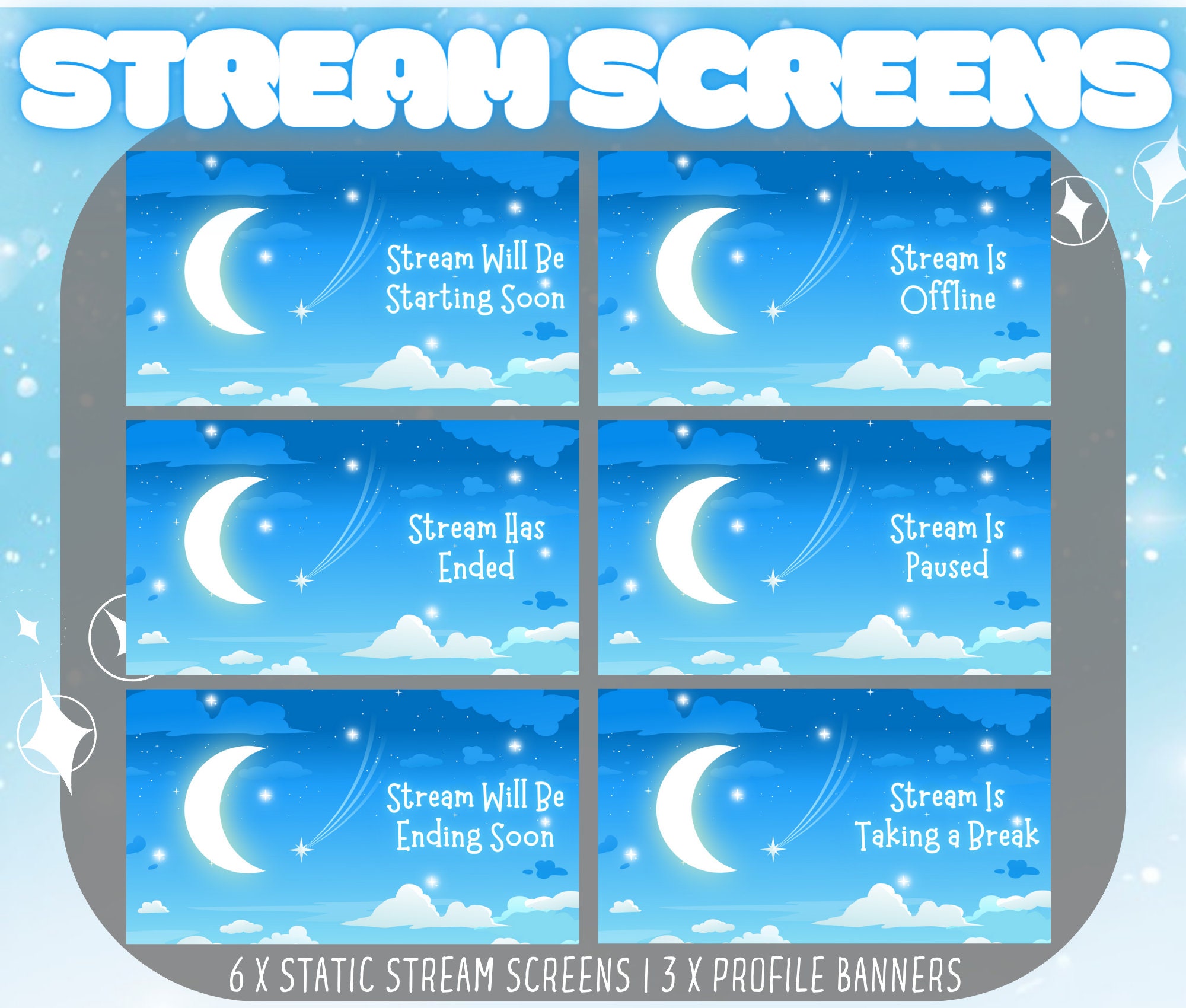 Blue Sky Stream Screens Profile Banners Blue Sky Stream Etsy