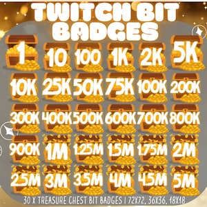 Treasure Chest Twitch Bit Badges, Treasure Twitch Tier Badges, Twitch Bit Badges, Treasure Chest Twitch Tier Badges, Gold Bit Badges