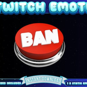 Może przedstawiać: Czerwony przycisk z białym napisem "BAN", otoczony srebrnym pierścieniem. Przycisk znajduje się na czarnym tle z białymi gwiazdami.