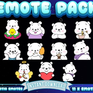 Kawaii Bear Emote Pack, Twitch Emote Pack, Tiktok Emote Pack, Discord Emote Pack, Stream Emote Pack, For Streamers, Cute Bear Emotes