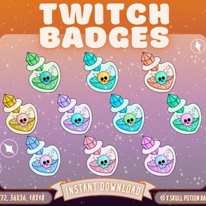 Skull Potion Twitch Sub Badges, Twitch Sub Badges, Potion Sub Badges, Twitch Tier Badges, Instant Download, Twitch Subscriber Badges