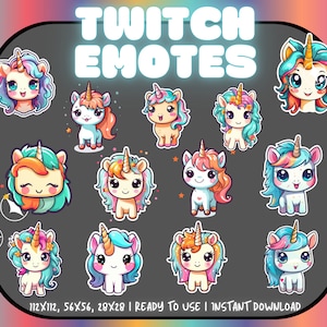13 x Unicorn Twitch Emotes, Cute Unicorn Emotes, Cute Twitch Emotes, Funny Twitch Emotes, Twitch Emote Pack, Unicorn Emote Pack