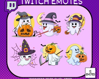6 x Twitch Halloween-emotes, schattige Ghost Twitch-emotes, schattige Twitch-emotes, Halloween Twitch-emotes, Twitch-emotepakket, Ghost-emotepakket