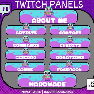 30 x Twitch Panels, Cute Owl Twitch Panels, Owl Twitch Panels, Streamers About Me Section, About Me, Cute Twitch Panels, For Streamers