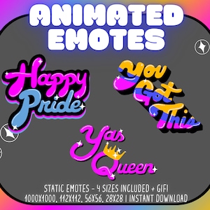 Animated Pride Emotes, Pride Animated Emotes, Pride Twitch Emotes, Twitch emotes, Emote Twitch, Twitch Affiliate Emotes, Twitch Sub Emotes