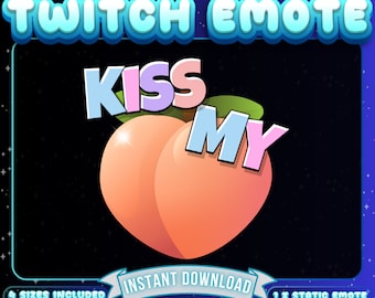 1 x Kiss My Peach Twitch-Emote, lustiges Emote, Discord-Emote, lustiges Twitch-Emote, süßes Emote, Streamer-Emote, Affiliate-Emote, Follower-Emote