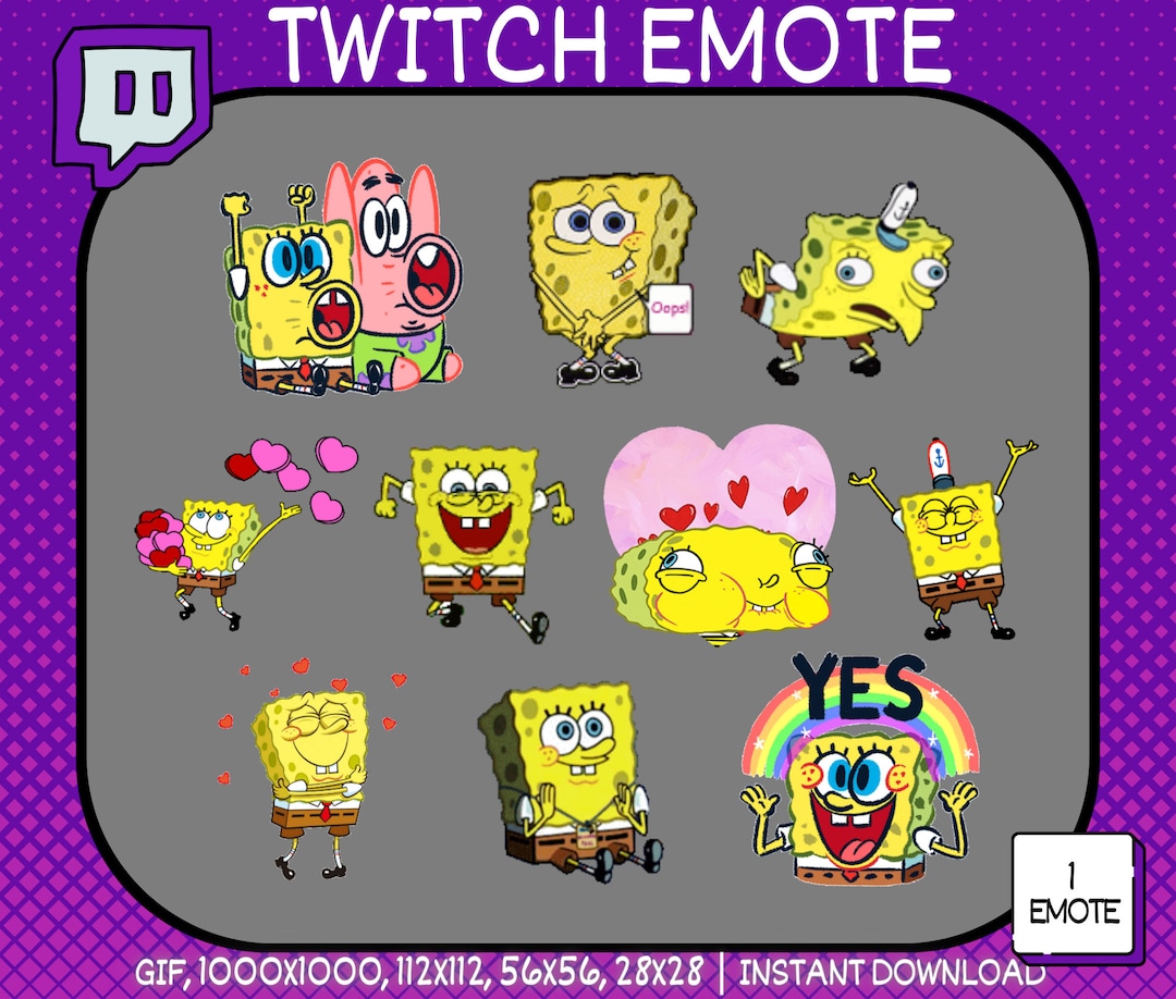 10 X Animated Twitch Emotes Spongebob Twitch Emotes Cute - Etsy