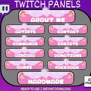 30 x Twitch Panels, Cute Fairy Twitch Panels, Fairy Twitch Panels, Streamers About Me Section, About Me, Cute Twitch Panels, For Streamers