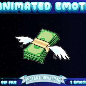 Animated Twitch Emote, Flying Money Emote, Funny Twitch Emote, Money Twitch emote, Emote Twitch, Twitch Affiliate Emote, Twitch Sub Emote