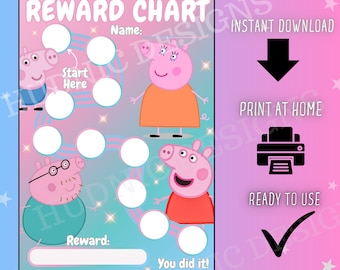 Peppa Pig Belohnungstabelle, Kinderarbeitstabelle, Peppa Pig Belohnungstabelle, druckbare Belohnungstabelle, Kinderaufklebertabelle