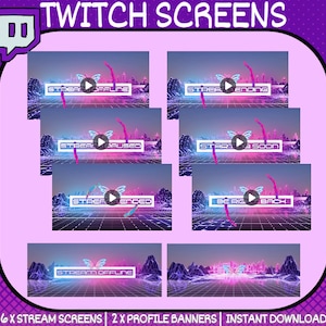 ANIMATED Stream Screens, Blue Purple Stream Screens, Blue Purple Profile Banners, Neon Theme Stream Screens, Twitch Stream Screens