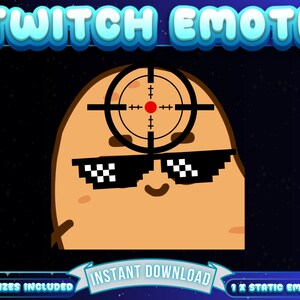 1 x Head Shot Twitch Emote, Funny Emote, Discord Emote, Funny Twitch Emote, Cute Emote, Streamer Emote, Affiliate Emote, Follower Emote