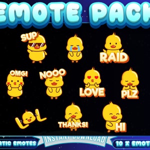 10 x Funny  Duck Twitch Emotes, Funny Duck Emotes, Twitch Emotes, Discord Emotes, Streamer Emotes, For Streamers, Duck Emotes, Cute Ducks