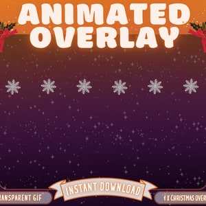 Animiertes Weihnachts-Overlay, Xmas Twitch Overlay, Schneeflocken-Overlay, Twitch-Overlay, Emote Twitch, animiertes Twitch-Overlay, Weihnachtsmotiv
