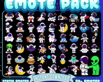 50+ Cute Astronaut Emotes, Astronaut Emote Pack, Twitch Emotes, Funny Twitch Emotes, Twitch Emote Pack, Dab, For Streamers, Discord Emotes