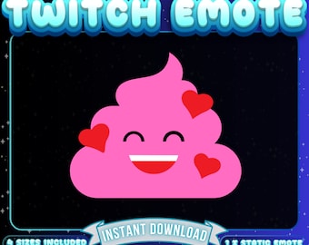 Pink Love Poo Twitch Emote, Funny Streamer Emote (Digital Download)