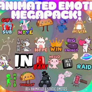 MÉGAPACK d'émotes animés, mégapack d'émoticônes Twitch, émoticônes Discord, émoticônes Twitch, émoticônes, émoticônes animées, pour streamers, pack économique image 3