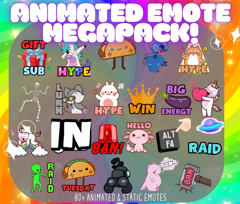 MÉGAPACK d'émotes animés, mégapack d'émoticônes Twitch, émoticônes Discord, émoticônes Twitch, émoticônes, émoticônes animées, pour streamers, pack économique image 3