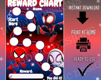 Spiderman Rewards Chart, Kids Chore Chart, Spiderman Reward Chart, Printable Rewards Chart, Kids Sticker Chart, Cute Rewards Chart