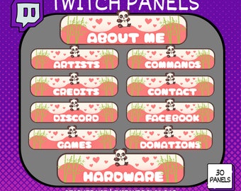 30 x painéis Twitch, painéis Cute Panda Twitch, painéis Panda Twitch, seção sobre mim de streamers, sobre mim, painéis Cute Twitch, para streamers