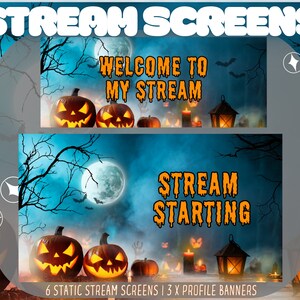 Halloween Stream Screens + Profile Banners, Stream Screens Multi Pack, Halloween Profile Banners, Cute Halloween Theme, Twitch Stream Screen