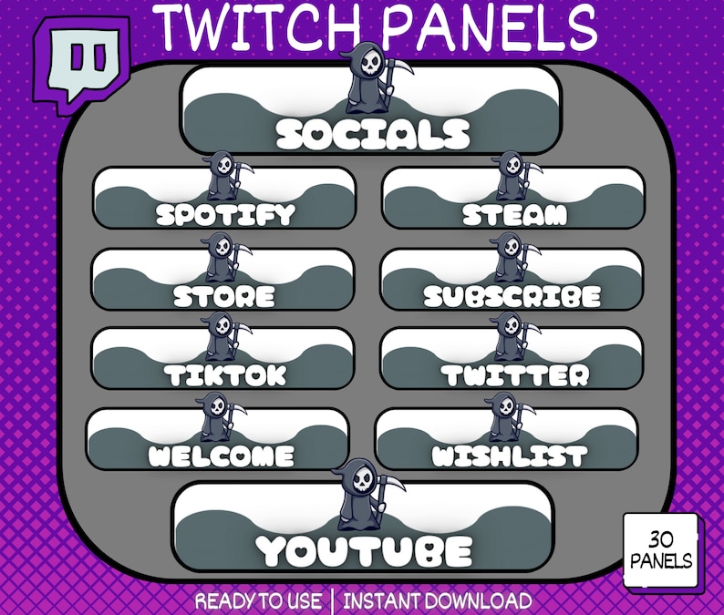 Reaper Twitch Panels, Streamer About Me Section (30x Ready to Use ...