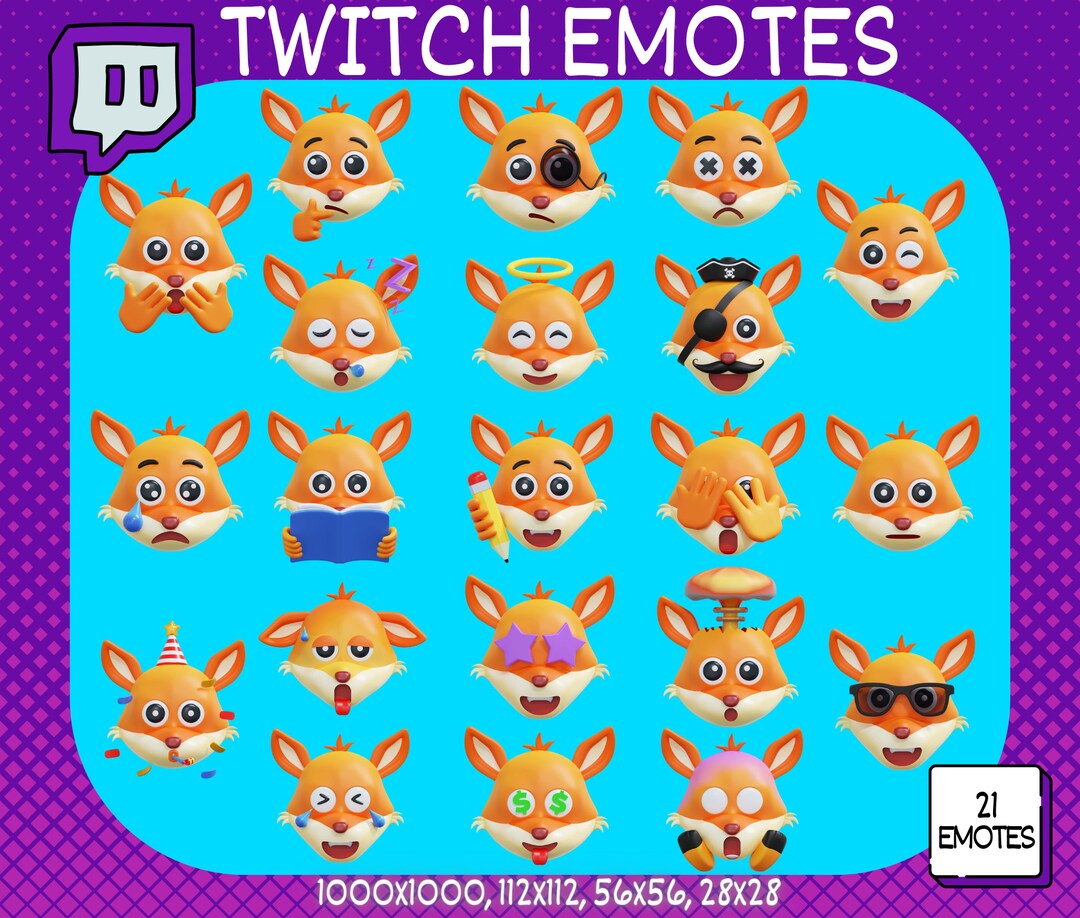 21 X Twitch Emotes Cute Fox Emotes Cute Twitch Emotes Funny Etsy