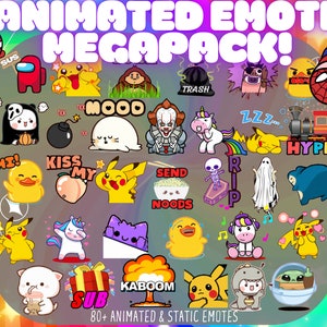 MÉGAPACK d'émotes animés, mégapack d'émoticônes Twitch, émoticônes Discord, émoticônes Twitch, émoticônes, émoticônes animées, pour streamers, pack économique image 2