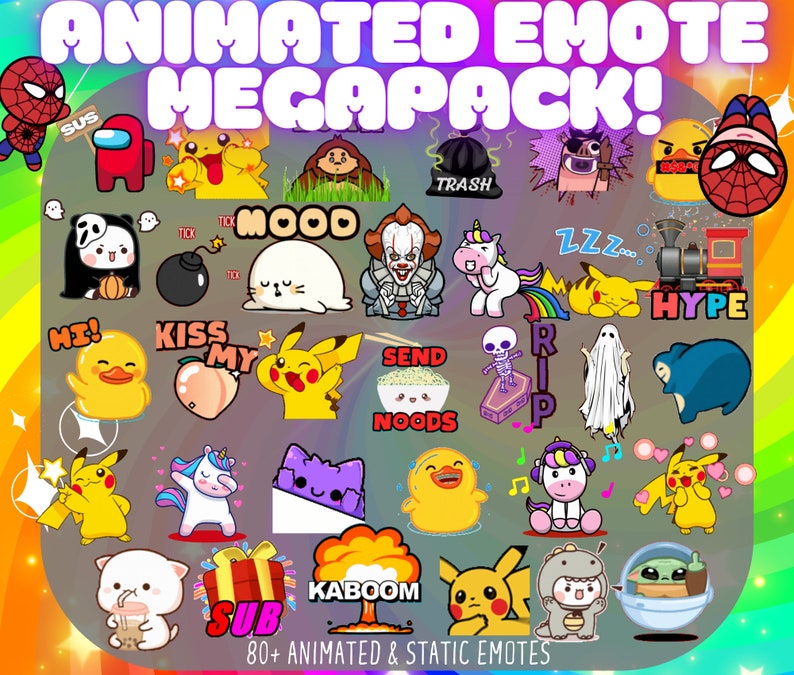 MÉGAPACK d'émotes animés, mégapack d'émoticônes Twitch, émoticônes Discord, émoticônes Twitch, émoticônes, émoticônes animées, pour streamers, pack économique image 2