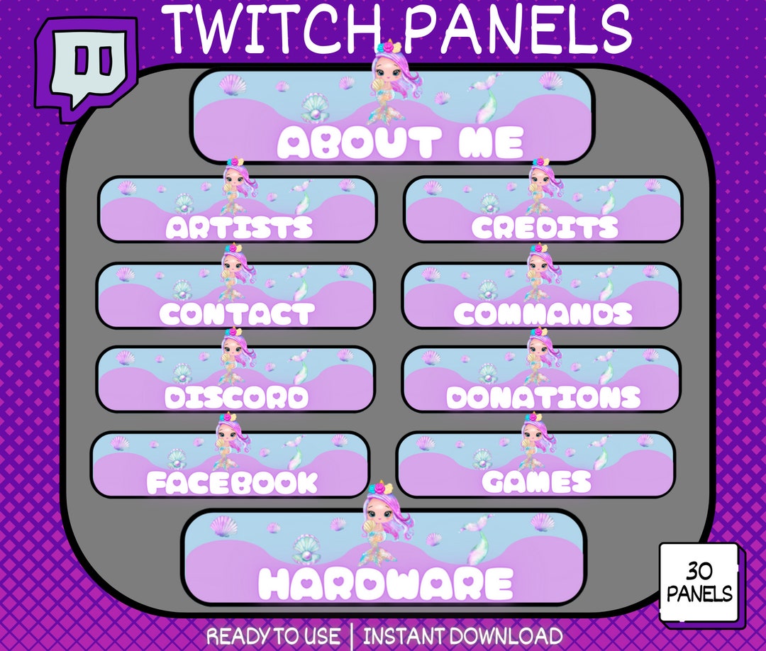 30 X Twitch Panels, Cute Mermaid Twitch Panels, Mermaid Panels ...