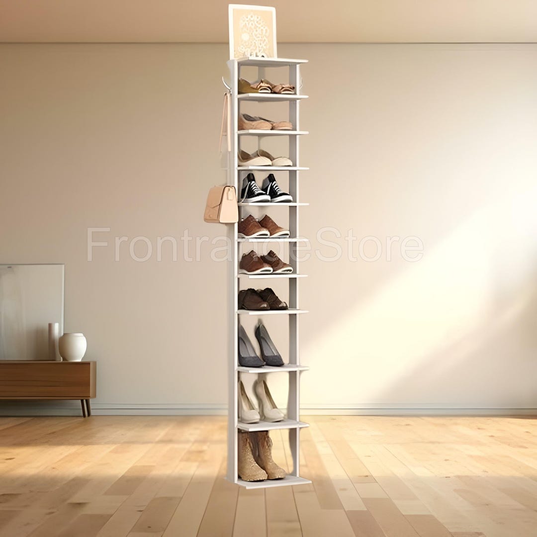 Graduated Shoe Rack 10 Tier Wooden Tall Shoe Rack | Entryway Shoe Rack | Modern Shoe Rack ...
