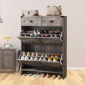 Wooden Shoe Rack With Drawers | Entryway Shoe Rack | Modern Shoe Rack | Tall Shoe rack | Narrow Shoe Rack | Shoe Cabinet | Gift For Her