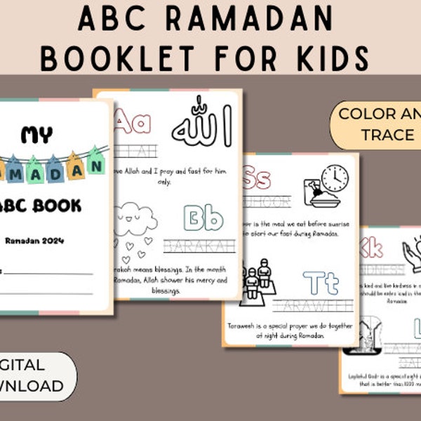 Abc Ramadan Booklet, ramadan printable, ramadan activity book, ramadan book kids,ramadan for kids,ramadan 2024, ramadan Children activity