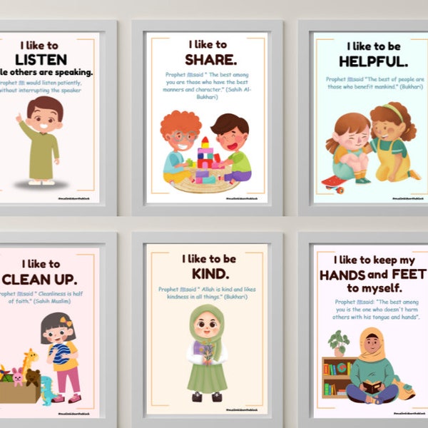 Good Manners and Positive Attitude Poster for Classroom with hadith Reference school poster Positive behavior poster