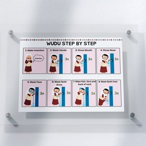 Wudu-poster voor jongens en meisjes. stap voor stap Wudu, Wudu maken Knipsel activiteit inbegrepen poster voor digitale download Wudu-kinderen