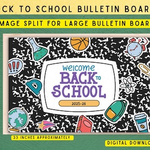 Back to school, back to school bulletin board, welcome to school, bulletin board, composition book bulletin board, composition book, school
