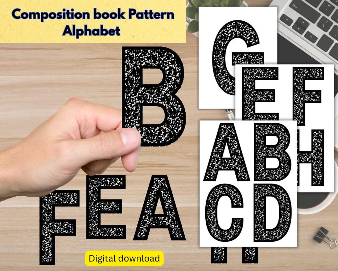 Composition Book Alphabet, School Alphabet, Alphabet Cutout ...