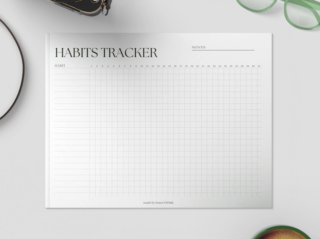 Monthly Habit Tracker Printable, Minimalist Goal Planner (digital ...