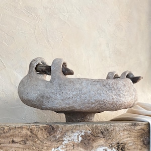 Cuenco escultórico hecho a mano / Decoración Wabi Sabi / Arte en papel compuesto / Cuenco rústico orgánico
