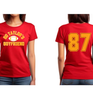 Go Taylor&#39;s Boyfriend Travis Kelce #87 Chiefs Football Unisex Softstyle T-Shirt