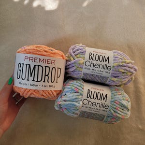 Premier Bloom and Gumdrop Yarn Lot, Destash Yarn, Chenille yarn, Secondhand Yarn, Plush Yarn, Amigurumi Yarn, Crochet yarn, Premier Yarns
