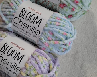 Paquete de 3 ovillos de hilo de chenilla Premier Bloom, súper grueso (grosor 6)